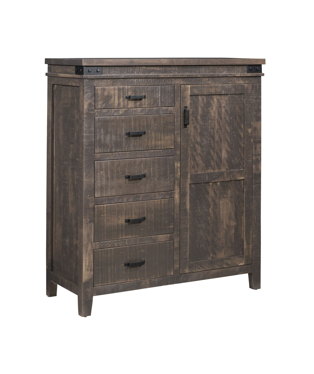 Coalbrooke Gentleman's Chest shown in brown maple with a weathered char finish.