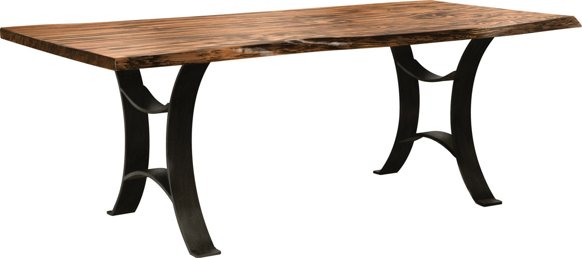 Astoria Trestle Table with Live Edge Top and Metal Base