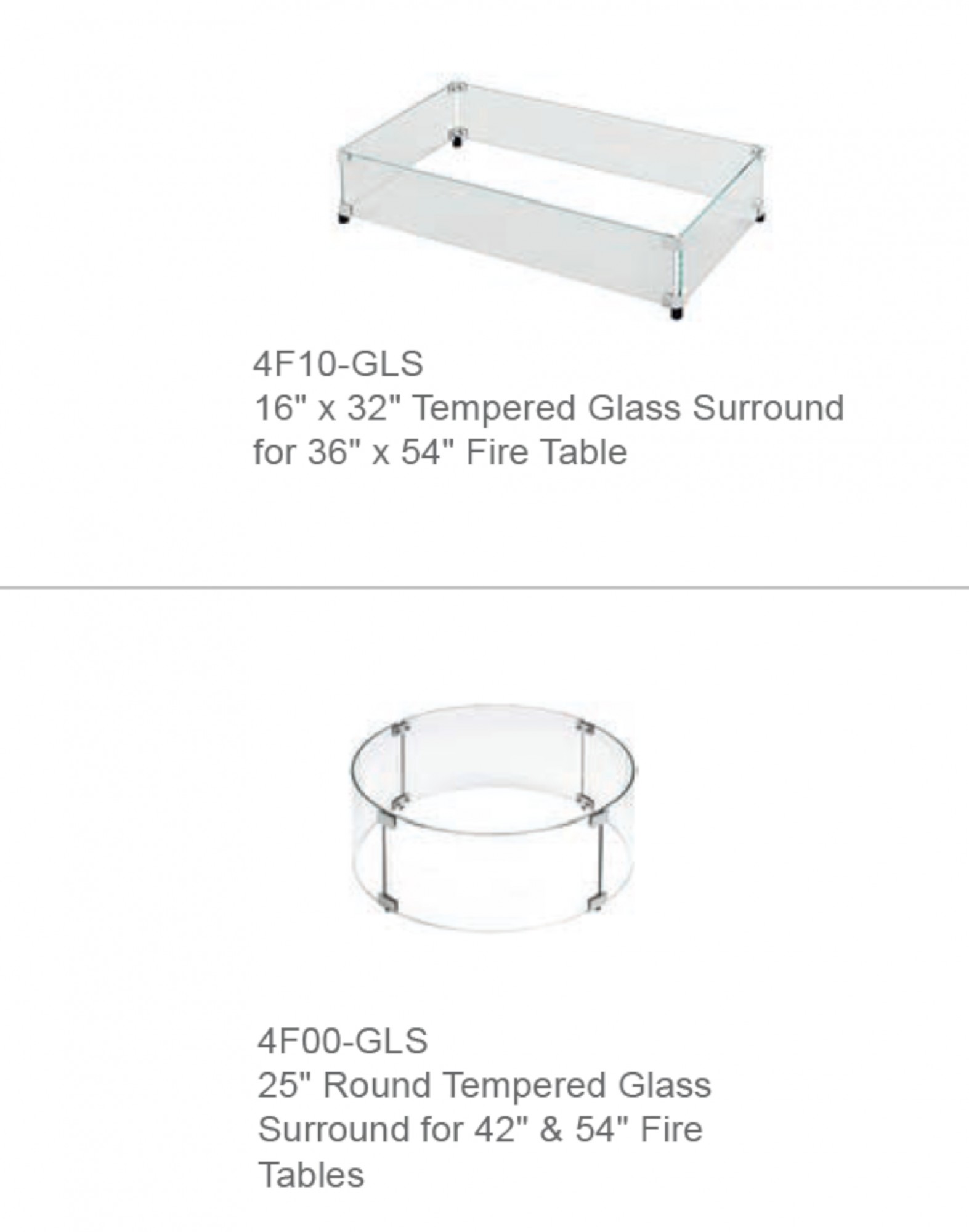 Available Glass Surrounds.  (Strongly recommended for windy conditions)