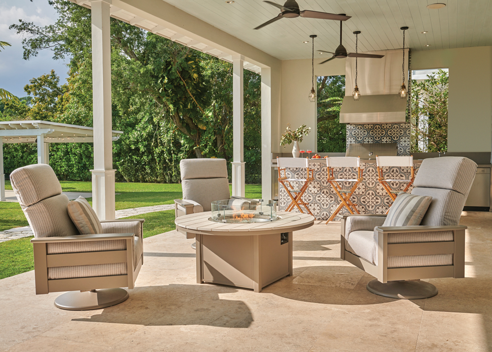 42 inch Round Rustic Top Fire Table