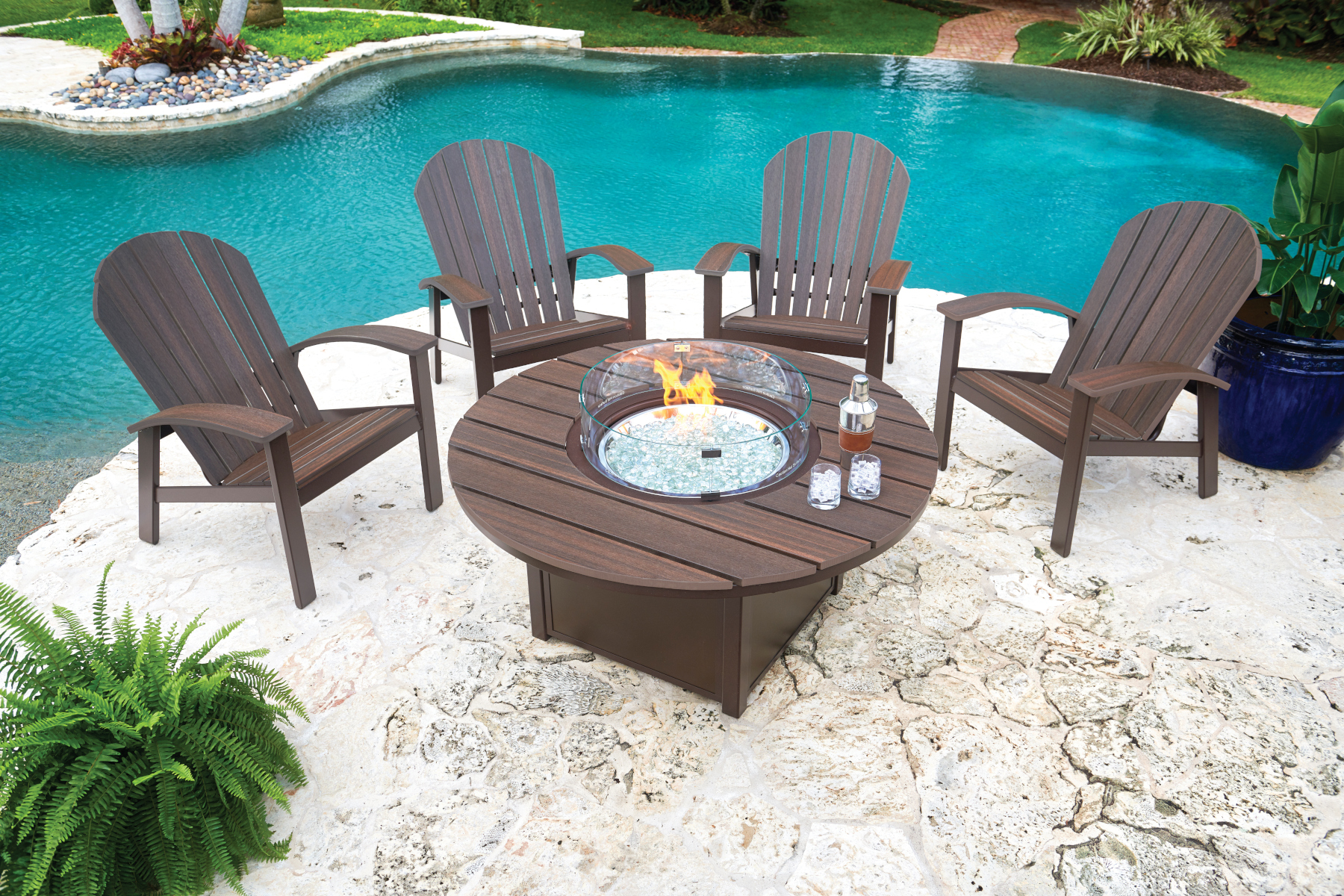 Rustic Polymer Top Fire Tables by Telescope Casual