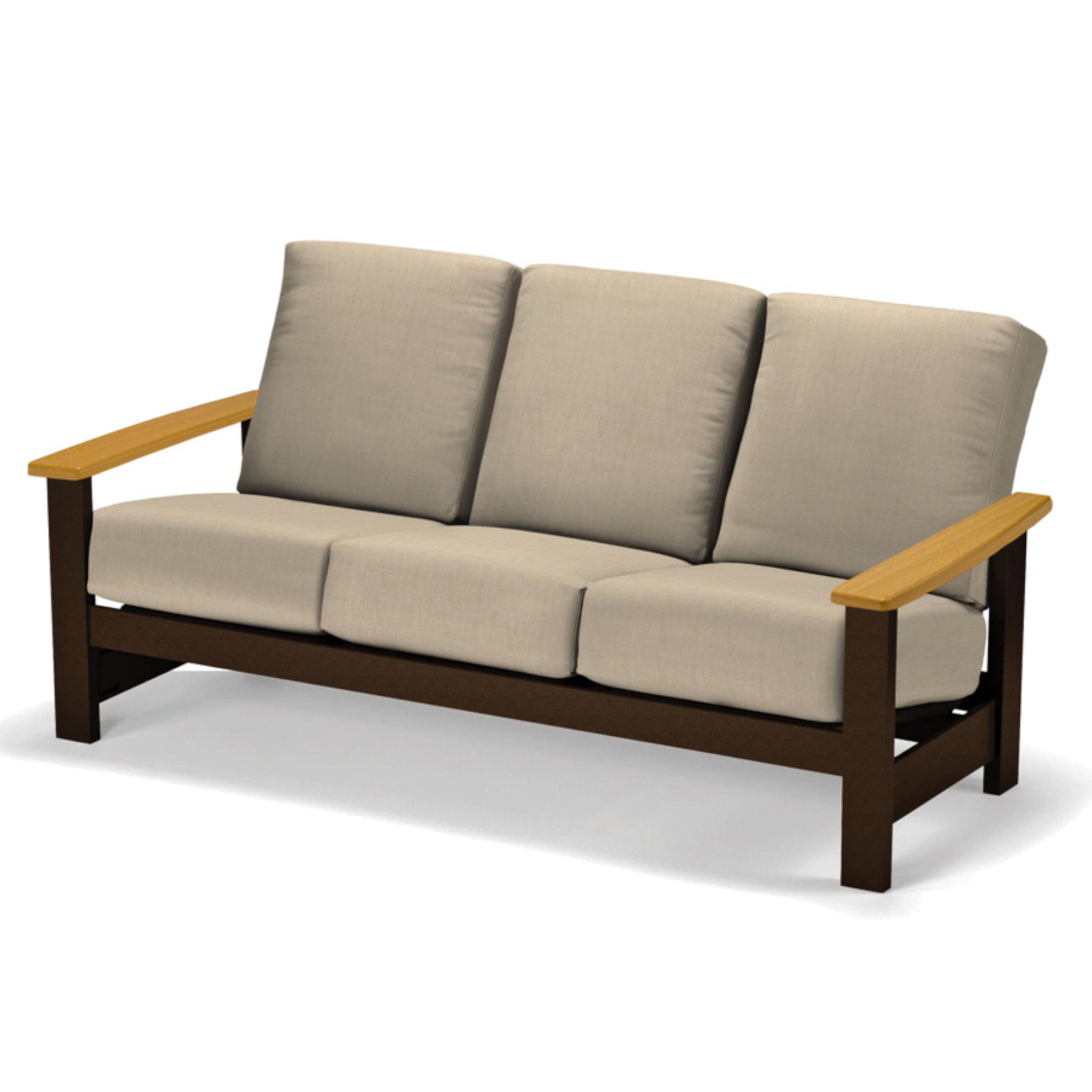 Leeward Cushion Three-Seat Sofa w/Rustic Arms