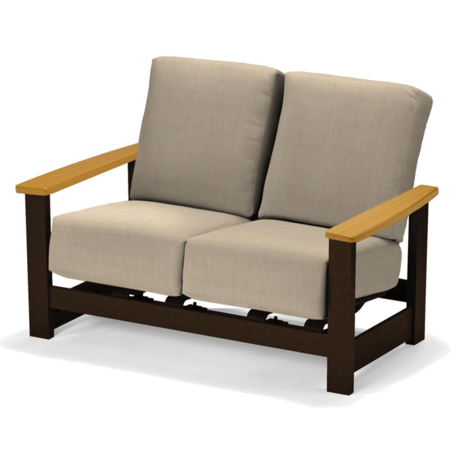 Leeward Cushion Hidden Motion Loveseat w/Rustic Arms