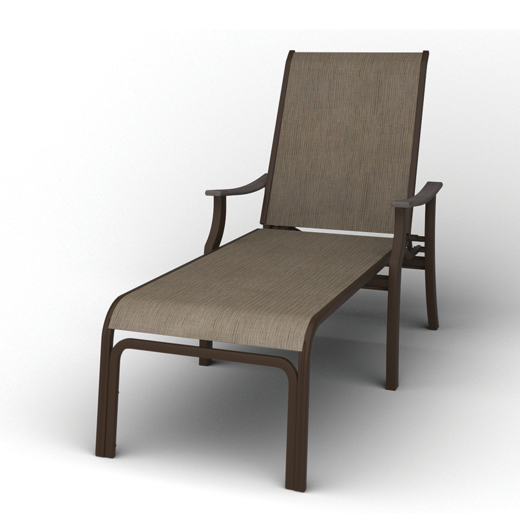 St. Catherine MGP Sling Four-Position Lay Flat Chaise with Rustic Arms