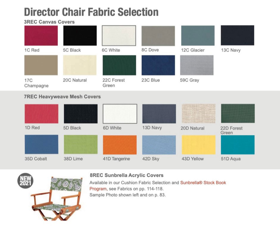 Telescope Casual Director Chair fabric options