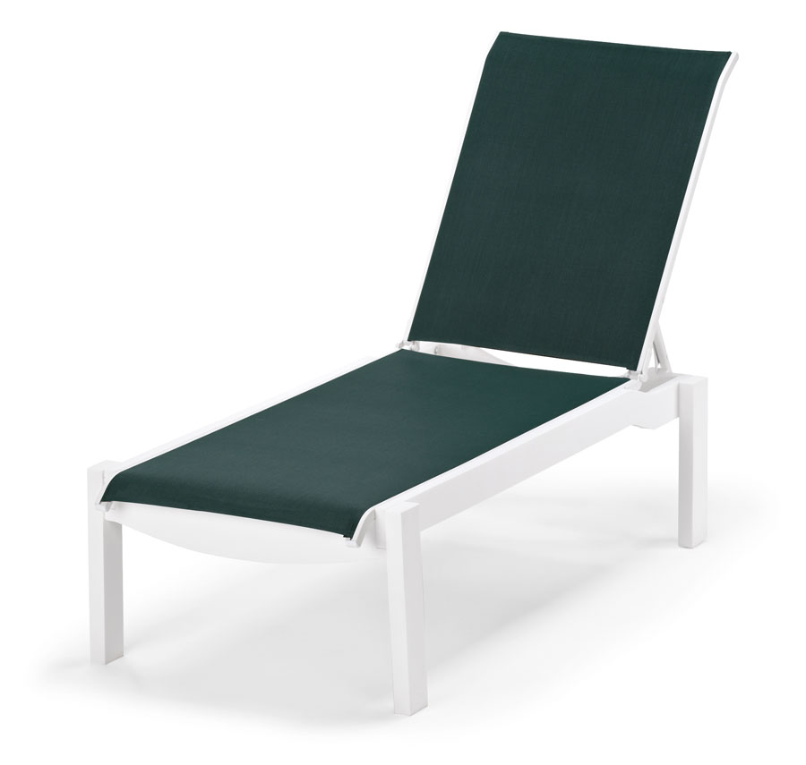 Leeward MGP Sling Lay-Flat Stacking Armless Chaise w/Wheels