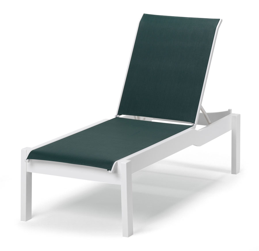 Leeward MGP Sling Lay-Flat Armless Long Frame Chaise w/ Wheels