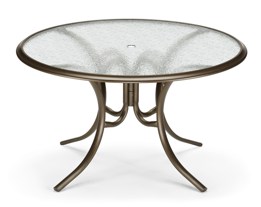 Telescope Casual 56 inch Round Glass Top Table w/Hole and Ogee Rim