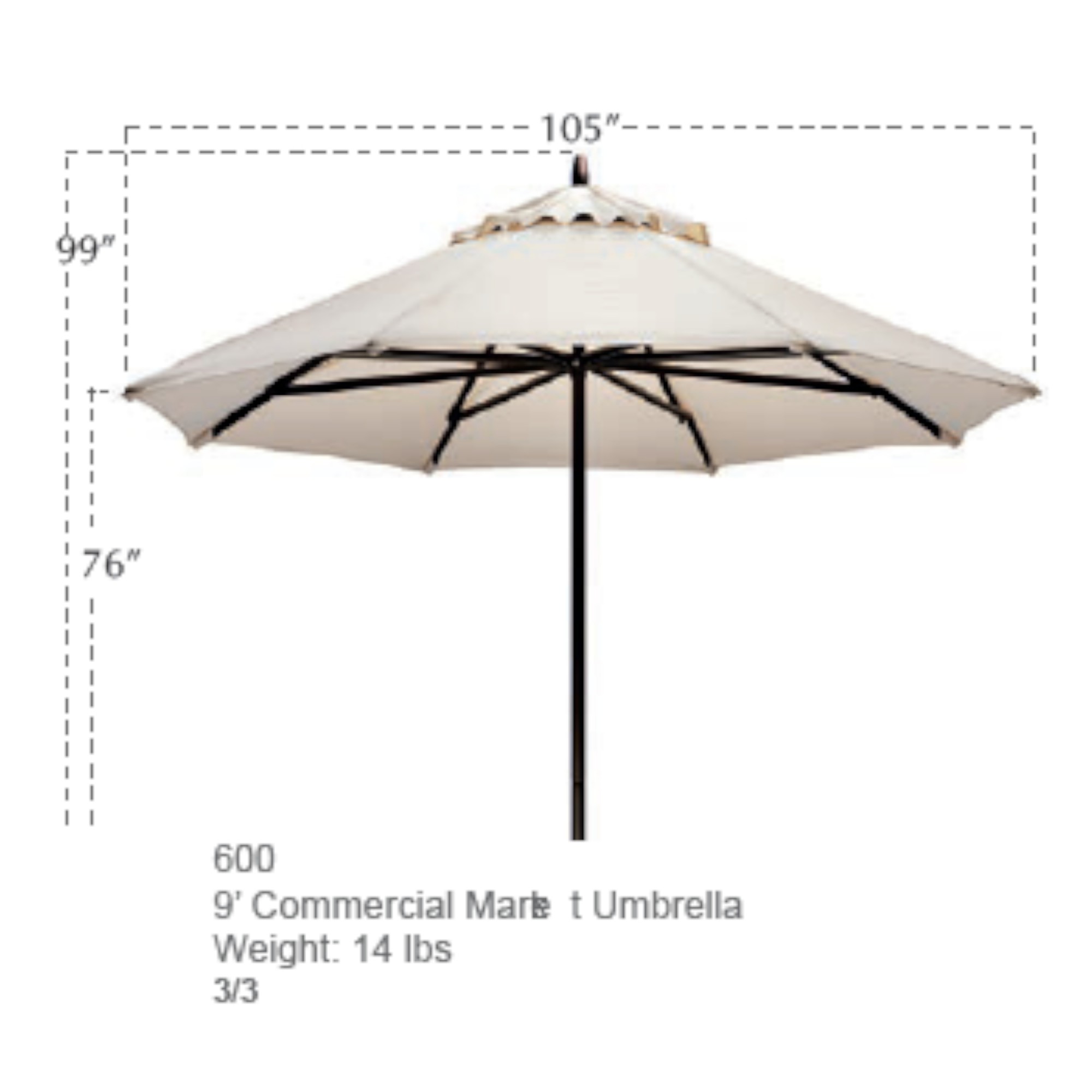 9' Market Umbrella Dimensions