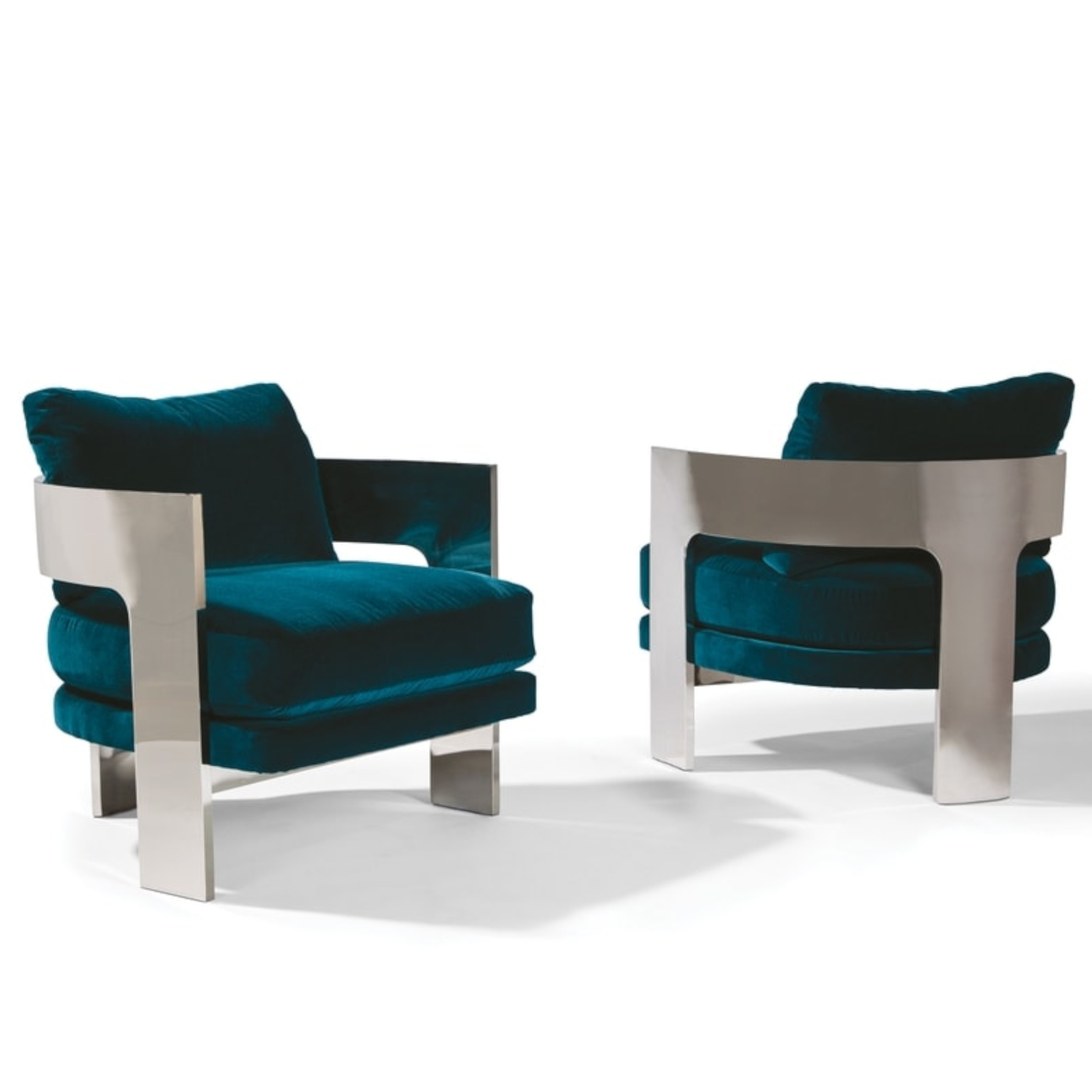 1429-103 On 3 Lounge Chair in Polished Stainless Steel