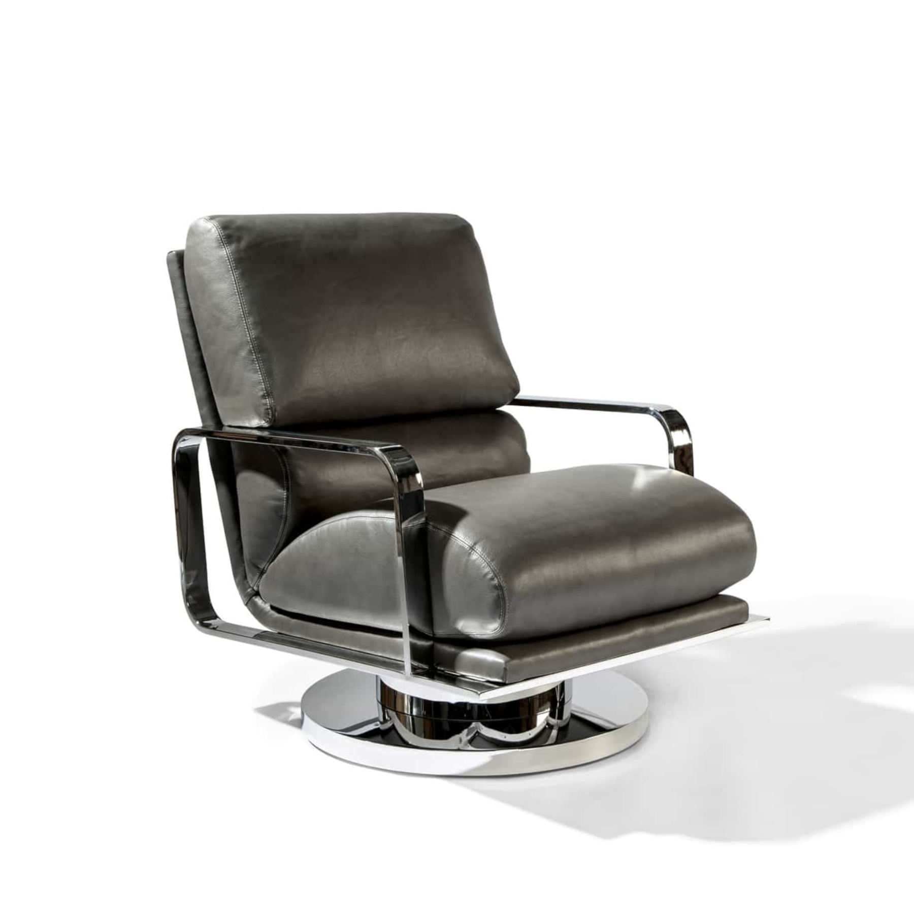 1430-113 Mercury Swivel Rocking Chair in Polished Stainless Steel by Thayer Coggin