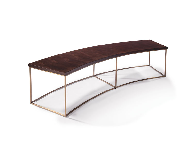 1331-30 Curved Sofa Table with Brushed Bronze Base by Thayer Coggin