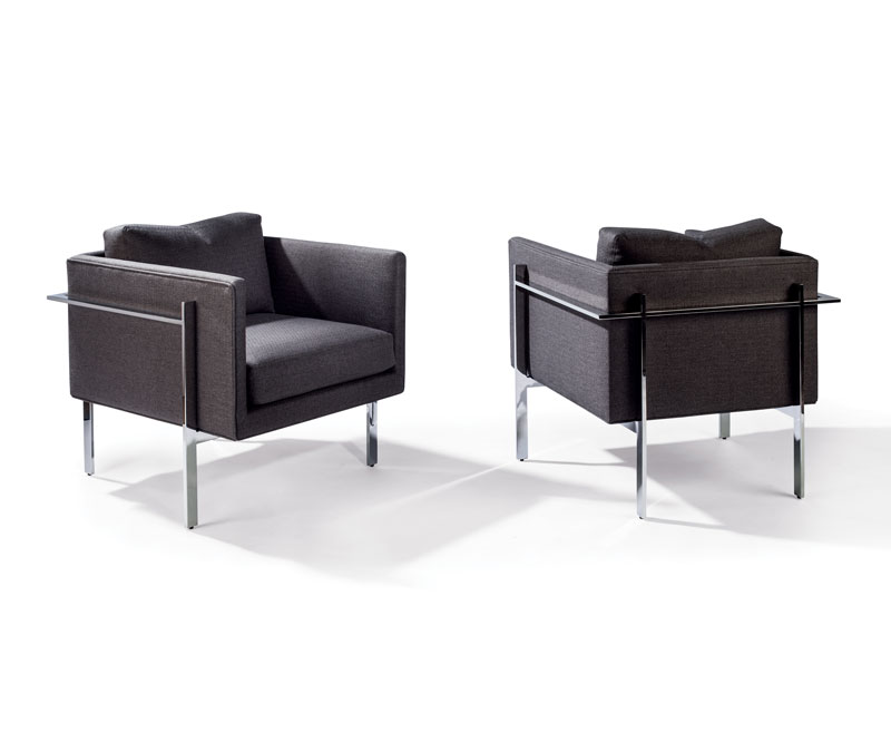 1314-103 Drop In Chairs with Polished Stainless Steel Base by Thayer Coggin