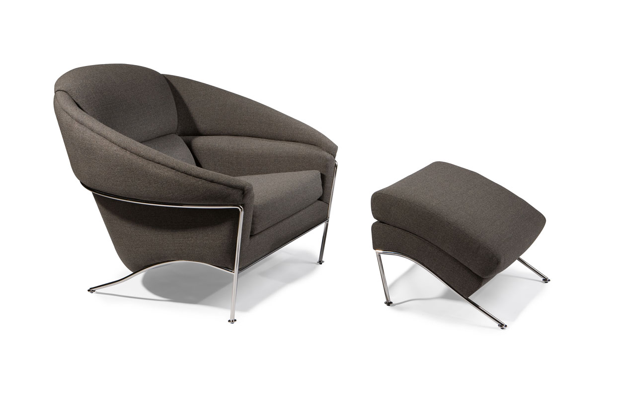 Thayer Coggin 1233-103 Boldido Chair and 1233-000 Ottoman by Milo Baughman