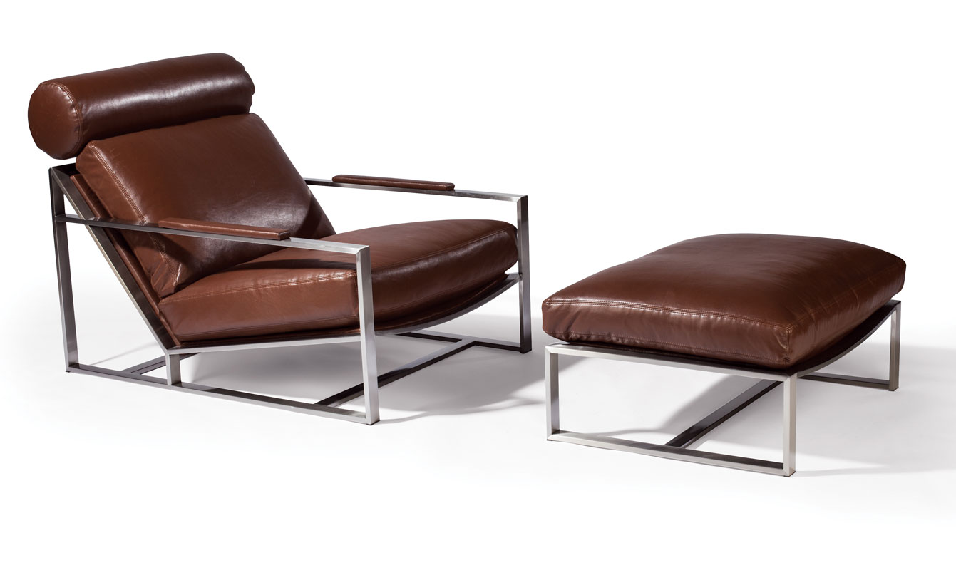 Thayer Coggin 1275-103-BS Cruisin' Lounge Chair and 1275-000-BS Ottoman by Milo Baughman 