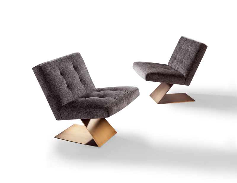 1305-100 Z Armless Chair with Bronze Base by Thayer Coggin