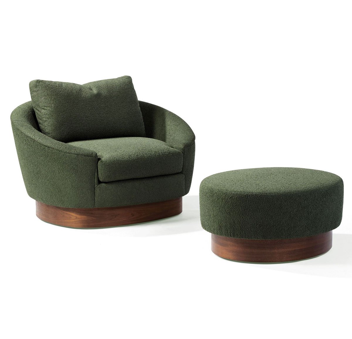 1514-103 Heidi Lounge Chair & Ottoman with Walnut Plinth Base by Thayer Coggin