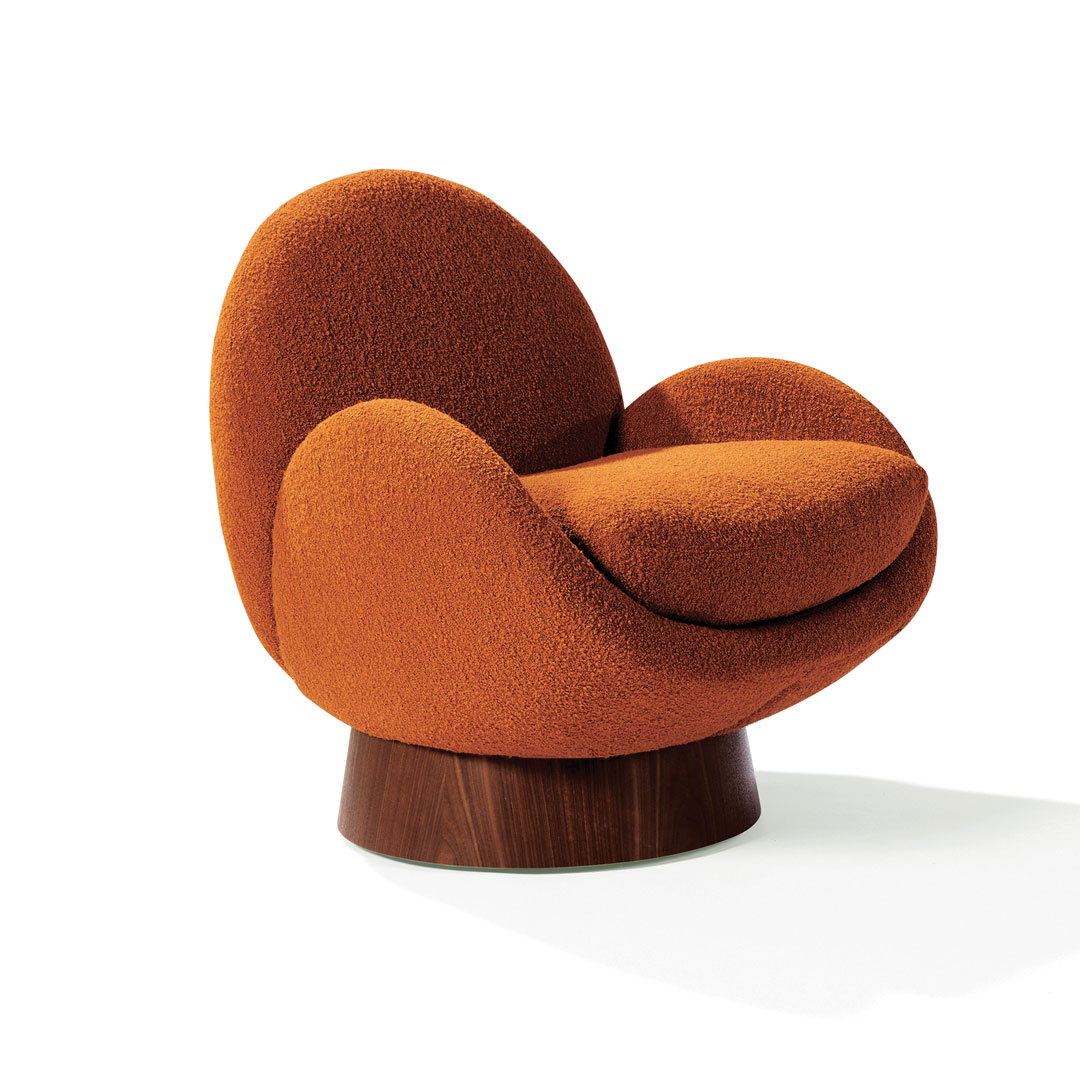 1525-113 Mona Swivel Chair with Walnut Base by Thayer Coggin