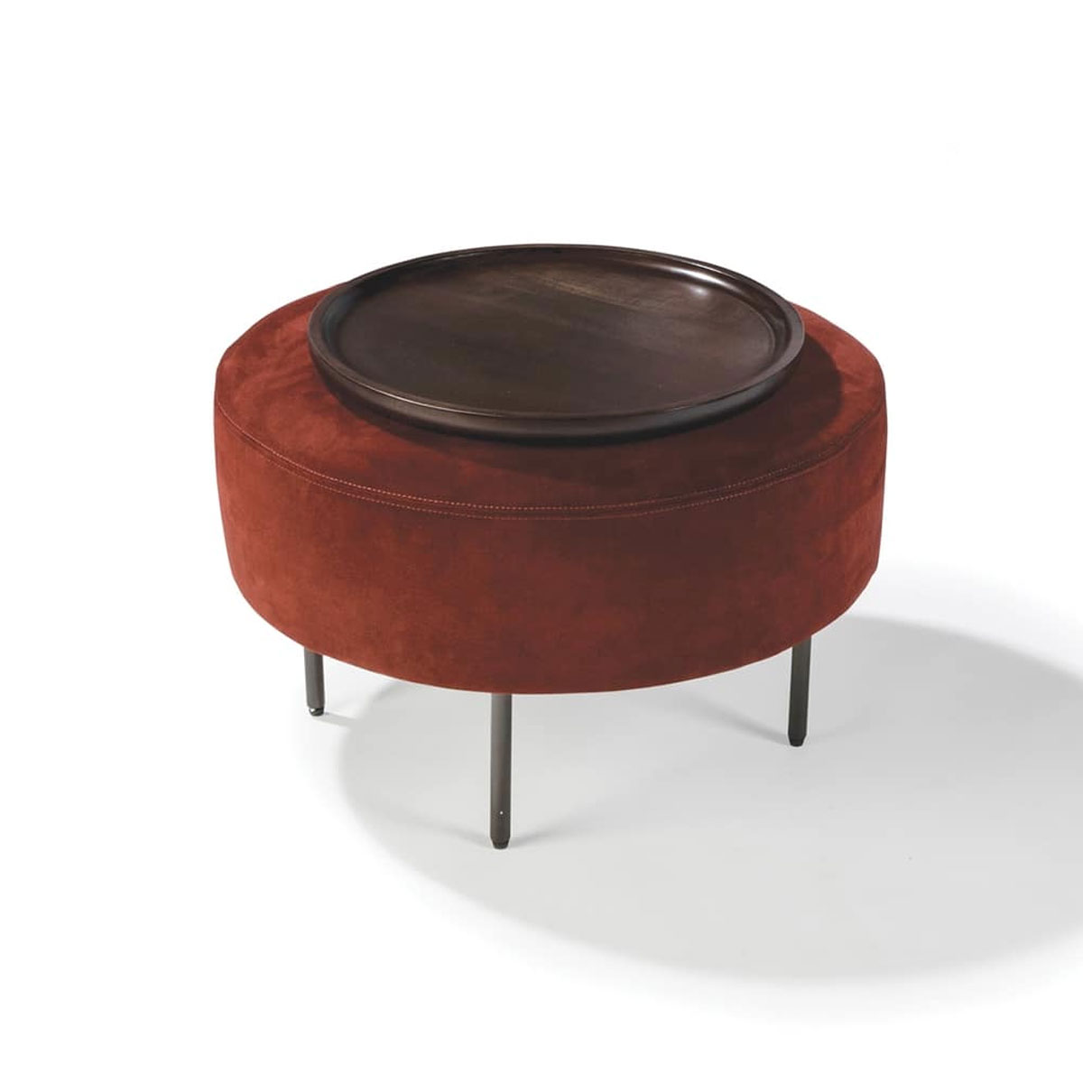 Thayer Coggin 1431-007-DB Slice Small Round Table Ottoman with 1431-07 Small Round Table Tray 