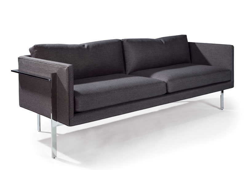 1314-313 Drop In Sofa with Polished Stainless Steel Base by Thayer Coggin