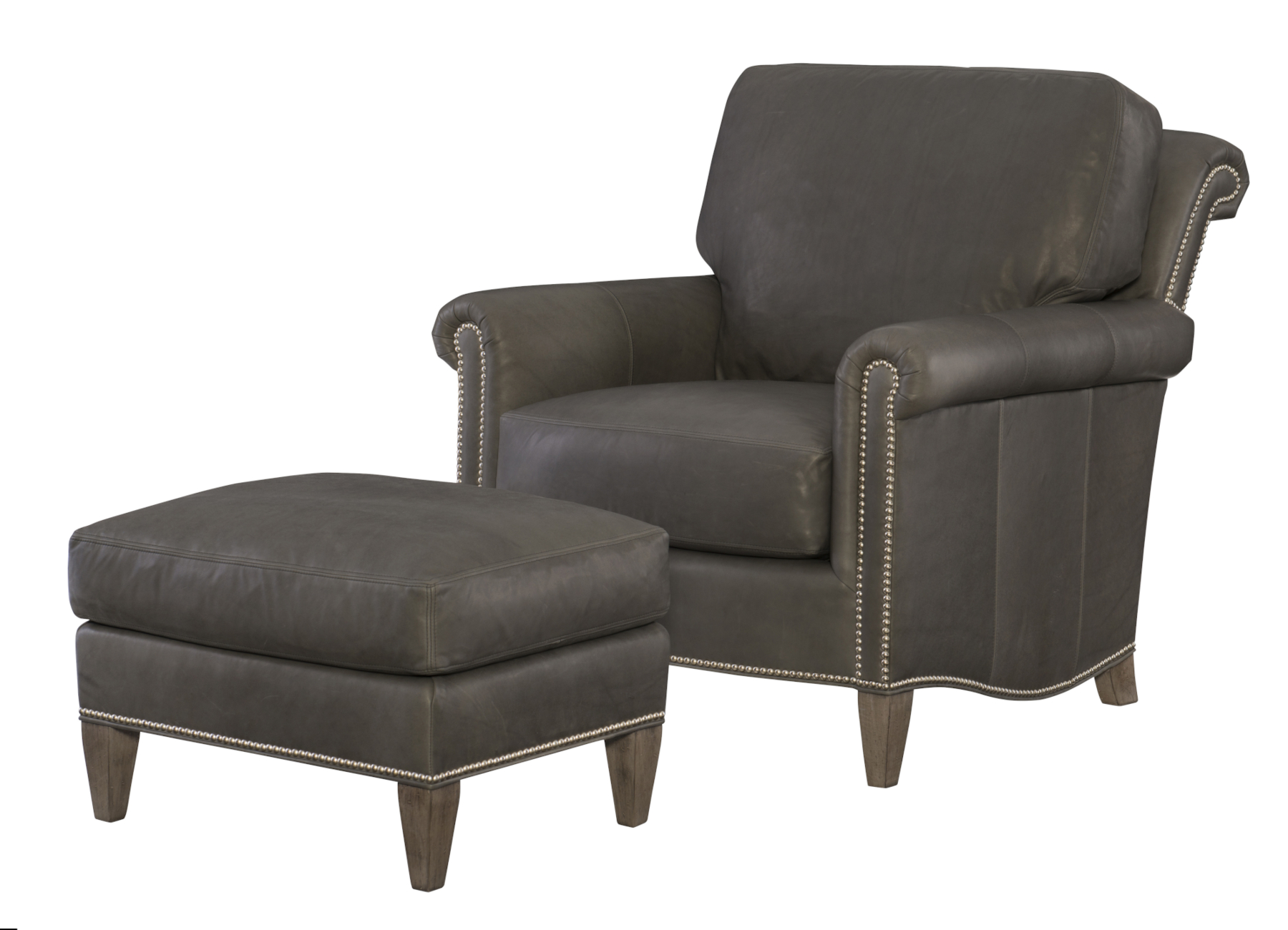 Barringer L8075 Chair & L8075-26 Ottoman by Wesley Hall in Leather (sold separately)
