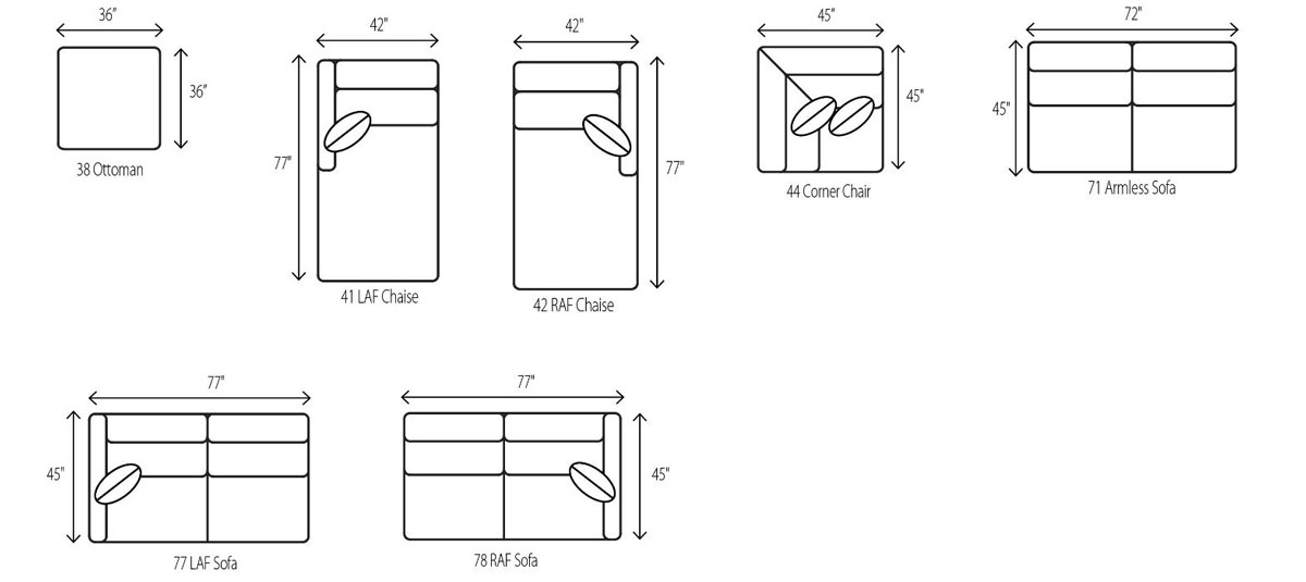 Lowell Sectional Dimensions 