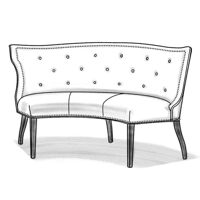 Wesley Hall L625-65 Hudson Curved Dining Banquette