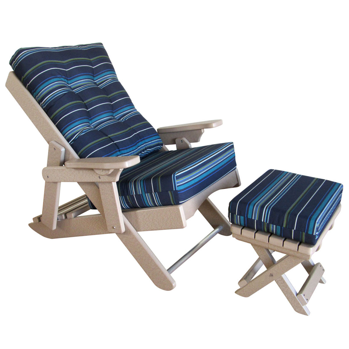 Poly Caribbean Folding Chair and Freestanding Folding Footrest