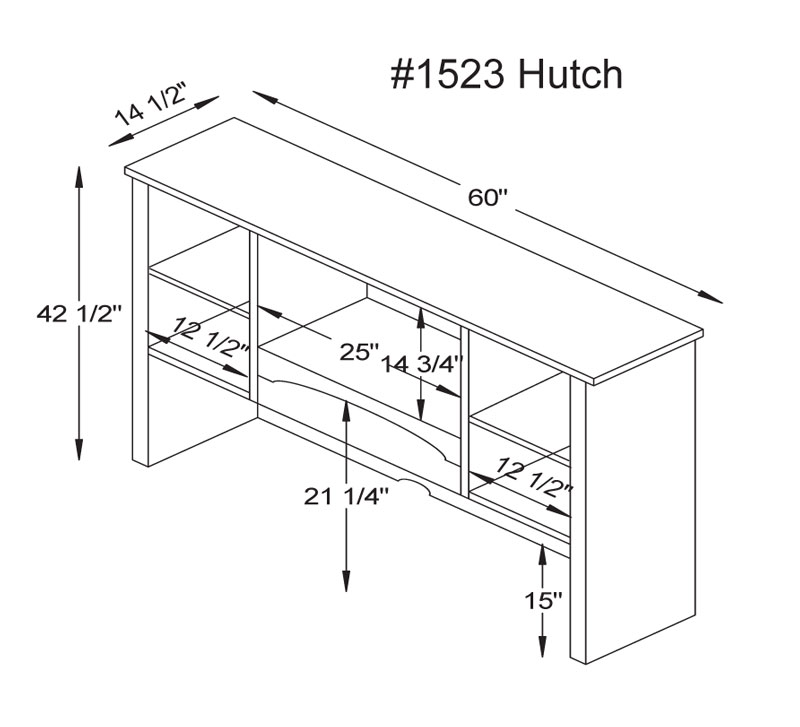 Woodbury Desk Hutch 1523 Dimensions