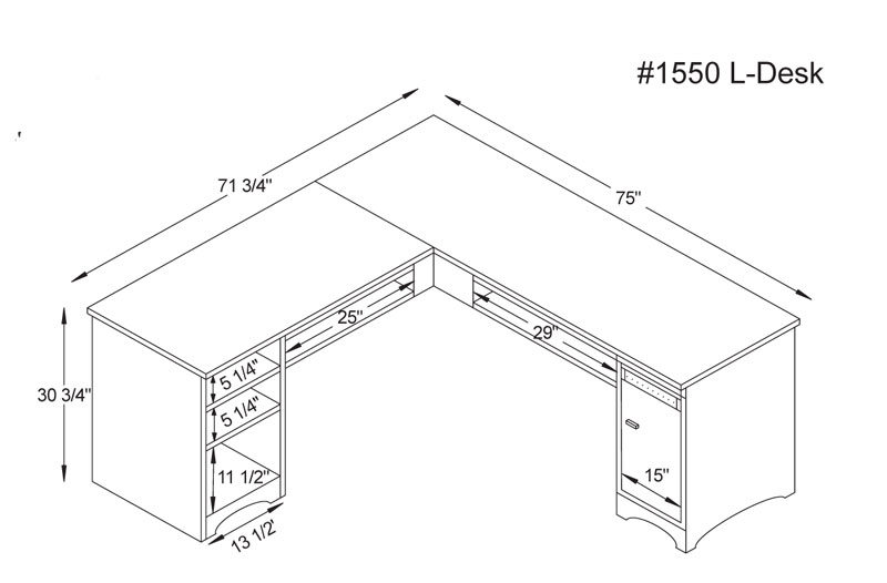 Woodbury L Desk Dimensions