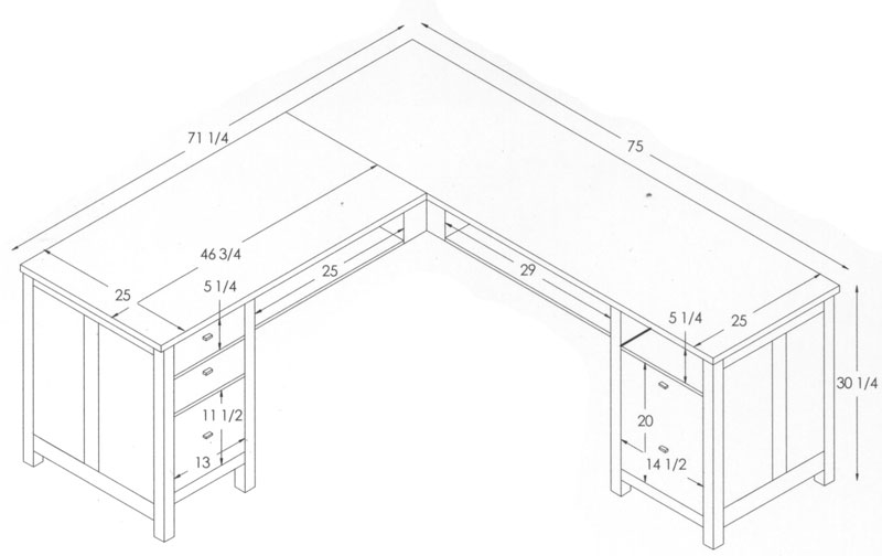 Corner L Shaped Computer Desk Dimensions 